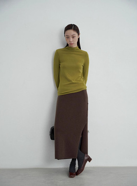 爱与南希十三行冬休闲日系侧开叉松紧老钱风羊毛半身长裙女41236