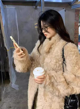 崇福衫韵藤姐同款韩女托卡仿托斯卡纳毛毛外套环保皮草大衣高级女