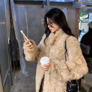 崇福衫韵藤姐同款韩女托卡仿托斯卡纳毛毛外套环保皮草大衣高级女