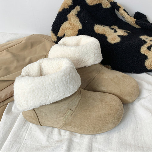 羊羔毛翻边雪地靴女冬季加绒保暖