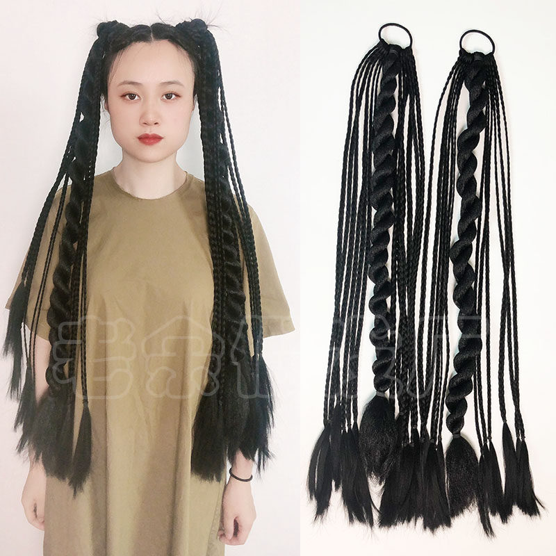 麻花小辫子两股辫马尾假发女夜店演出影楼拍照抖音网红代古拉同款