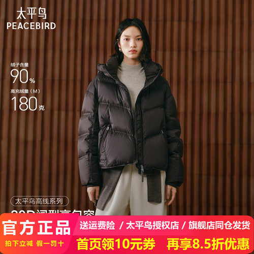 【商场同款】太平鸟火山岩发热龟背羽绒服女保暖羽绒衣A1ACF4412