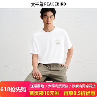 【商场同款】太平鸟男装 2025年秋季新款白色短袖T恤男B1CNF3406