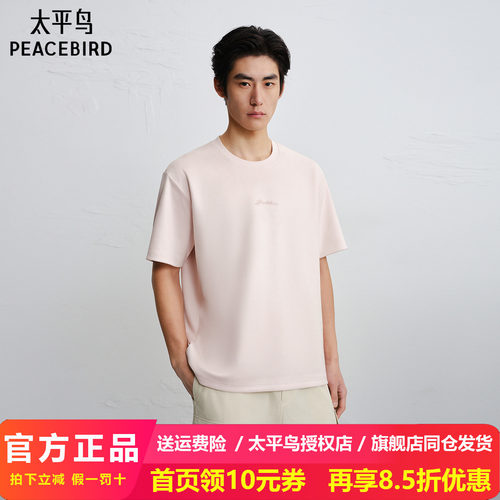 【商场同款】太平鸟男装印花圆领T恤春新款刺绣纯色短袖B1CNG1411