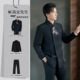 中山装 刺绣竹子新中式 新郎结婚2026新款 黑色订婚西装 男士 西服套装