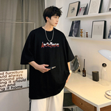 2024夏装短袖T恤宽松港风潮流男士印花大码t恤XZ405-T15-P25，男装T恤，星座405