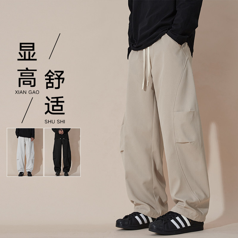 春季新品宽松男士休闲弯刀裤褶皱伞兵裤XZ405-K124-P50图片