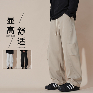 春季新品宽松男士休闲弯刀裤褶皱伞兵裤XZ405-K124-P50图片