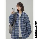 格子衬衫高级感痞帅春秋美式高街外套格纹长袖衬衣xz405-cs04-P55，男装衬衫，星座405