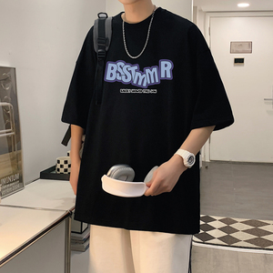 潮流港风男士t恤宽松圆领夏季大码短袖打底衫XZ405-T21-P25图片