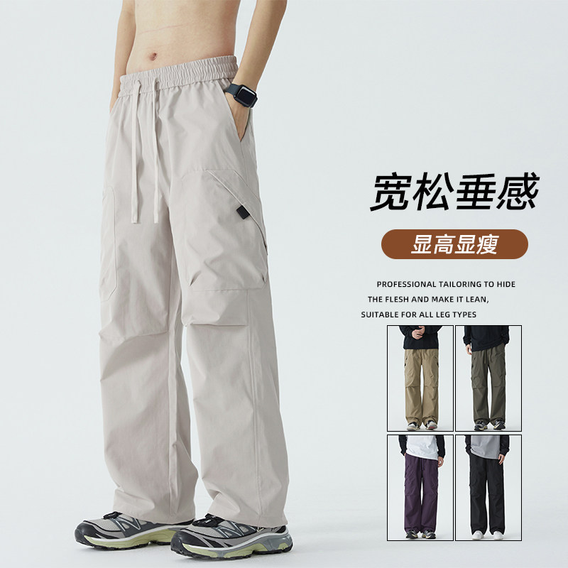 GENIOLAMODE美式潮牌工装裤男士秋季新款宽松青少年休闲阔腿长裤图片