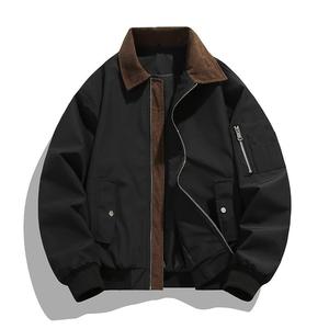 美式复古工装飞行夹克男春秋宽松休闲翻领棒球外套XZ405-JK02-P75图片