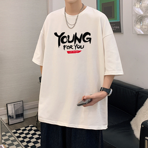 港风潮流男士宽松短袖夏季新品印花圆领大码T恤XZ405-T12-P25图片
