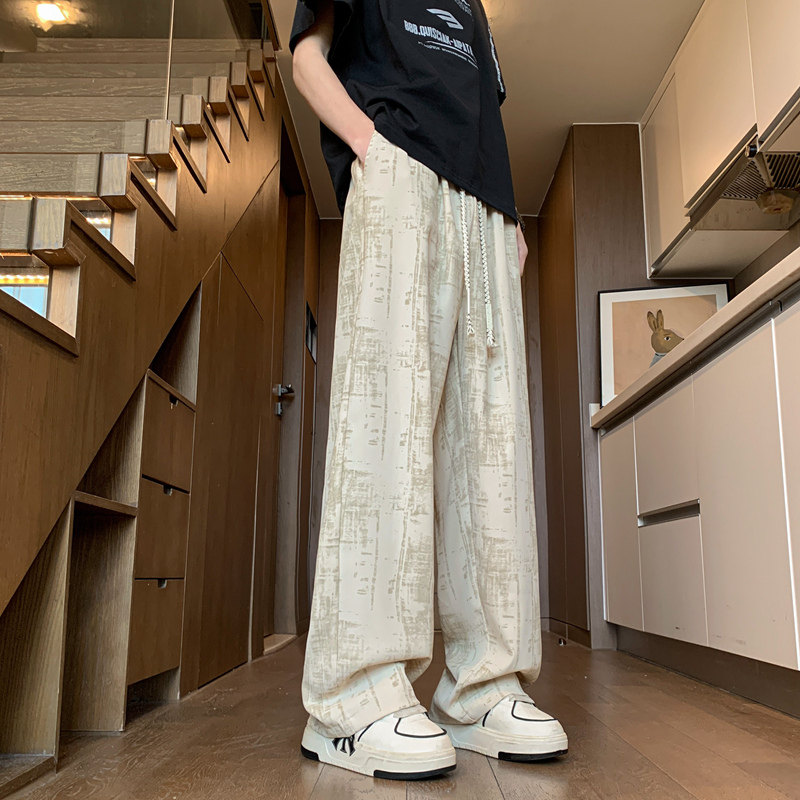 2025春季新款男装美式宽松直筒长裤潮牌百搭微喇裤xz405-k117-P45,男装休闲裤,星座405