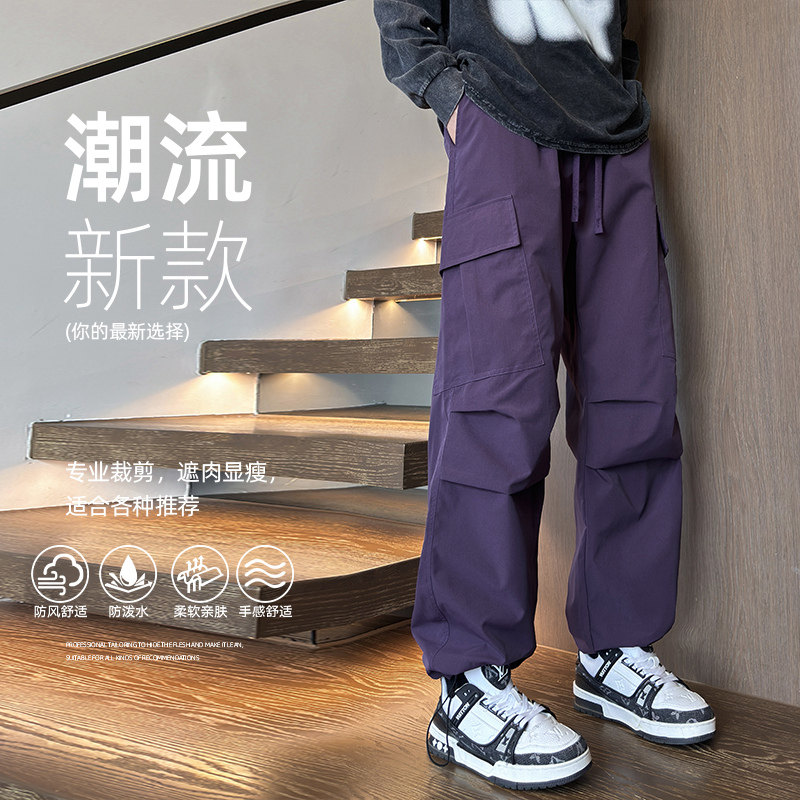 新品秋季潮流宽松工装松紧休闲裤男伞兵裤XZ405-K1011-P45图片