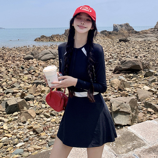 防晒修身 长袖 小胸聚拢遮肉显瘦运动潜水服 泳衣女保守裙式 2026新款