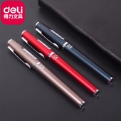 得力黑色签字笔S71中性笔S72水笔0.5商务会议笔1.0练字书法粗笔划