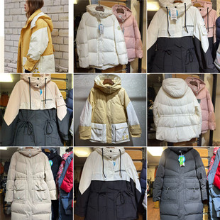 Teenie Weenie连帽羽绒服女中长款清仓收腰保暖大码工装羽绒服