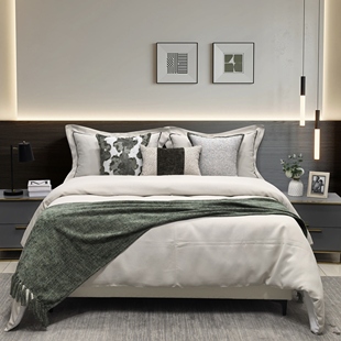 软装 家具展厅配套床品 侘寂风样板间 轻奢 配套床上用品 后现代