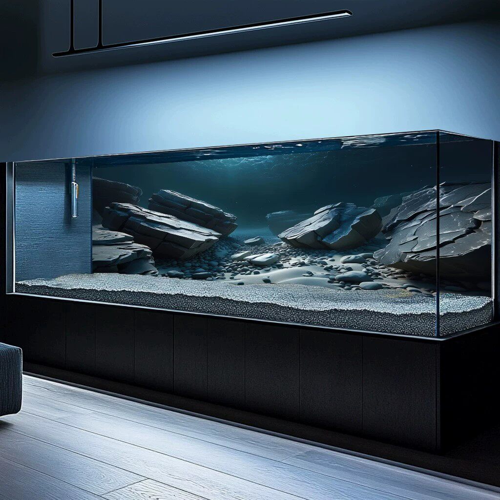 3d立体高清图5d水族箱正胶壁纸溪流缸岩石造景装饰画鱼缸背景贴纸