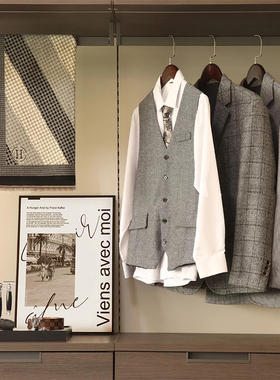 软装恒大北欧轻奢样板房衣帽间装饰品男士西装剃须套装梳妆台摆件