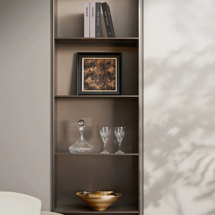 软装恒大现代简约酒店样板房书柜开放格摆件酒具装饰画果盘软装饰