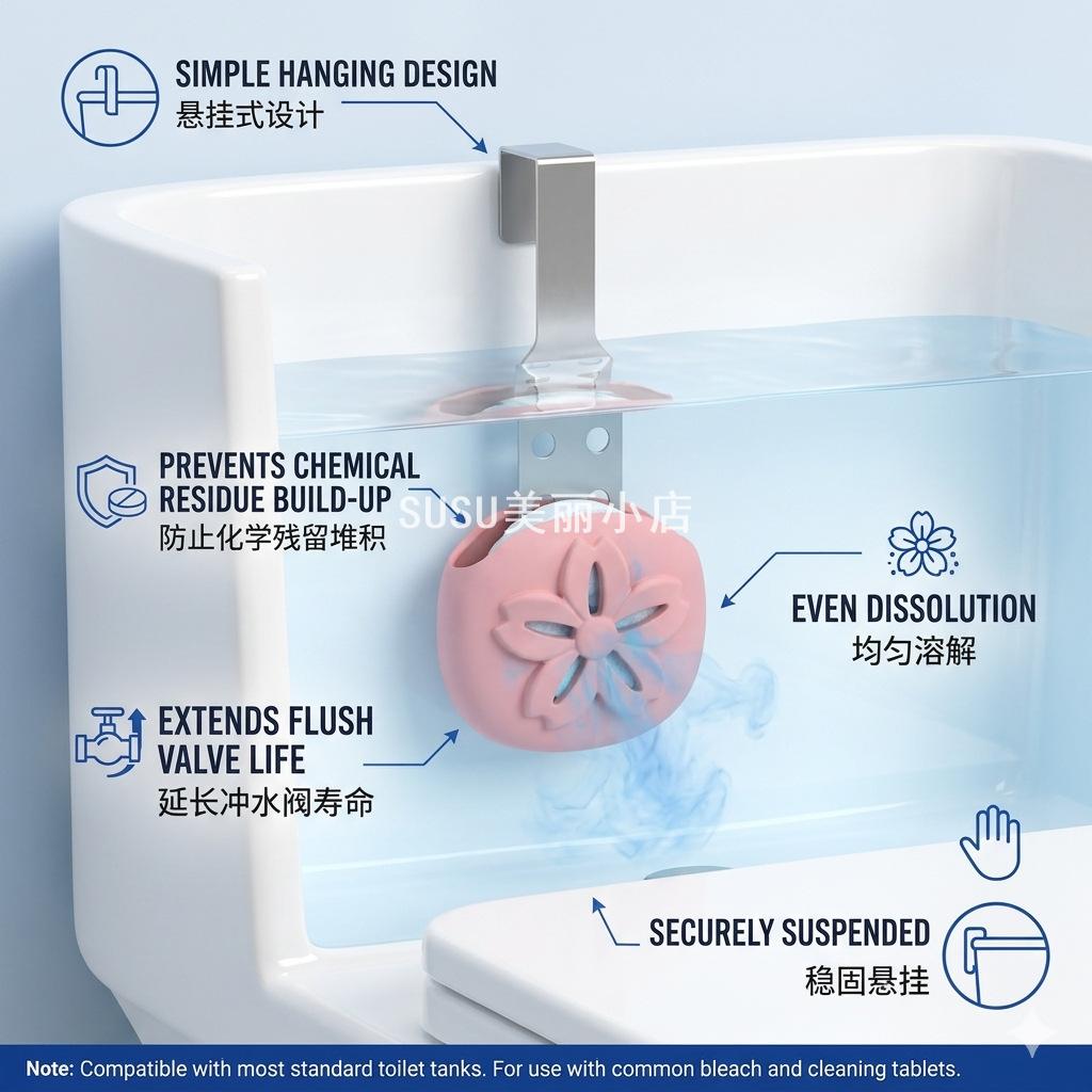 SUSU硅胶马桶水箱清洁支架悬挂式