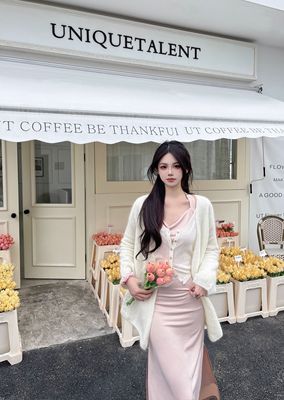 柔粉玫瑰配色组羊毛开衫