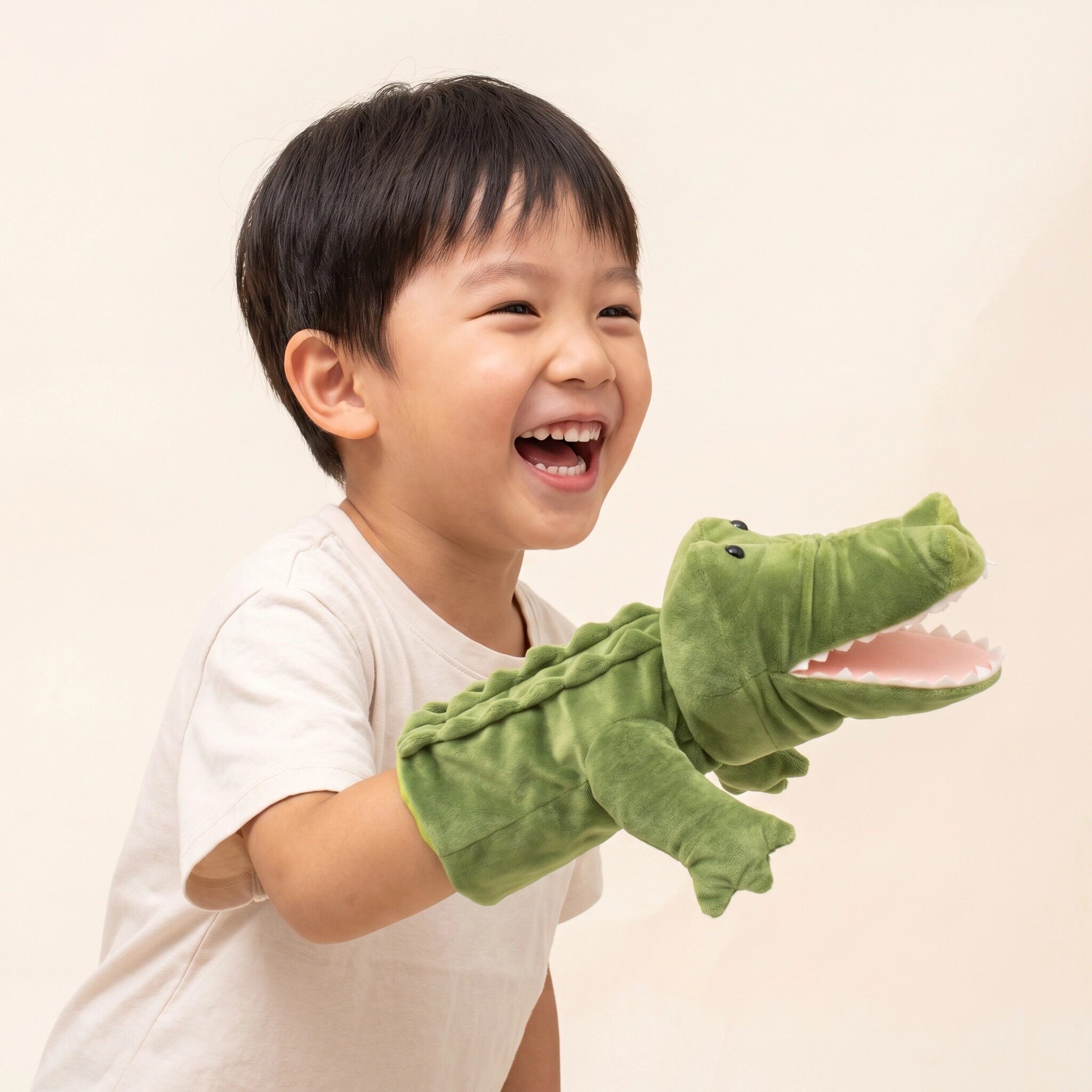 毛绒鳄鱼手偶宝宝睡觉安抚玩具幼儿园互动表演小动物玩偶嘴巴能动