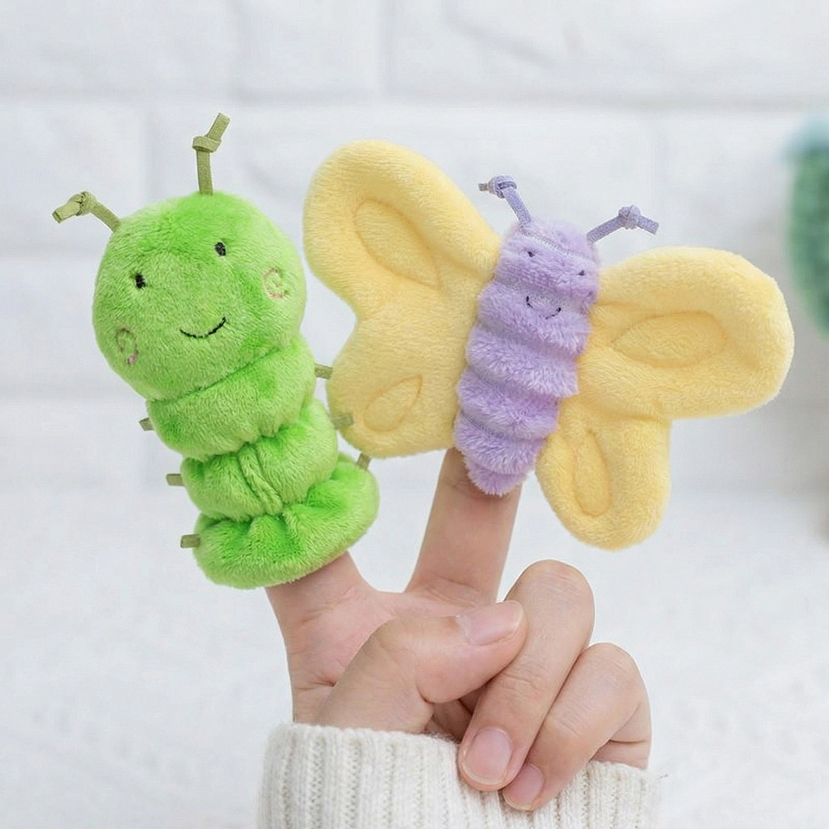 蝴蝶手指玩偶幼儿园亲子早教互动表演昆虫套手毛绒公仔玩偶指偶