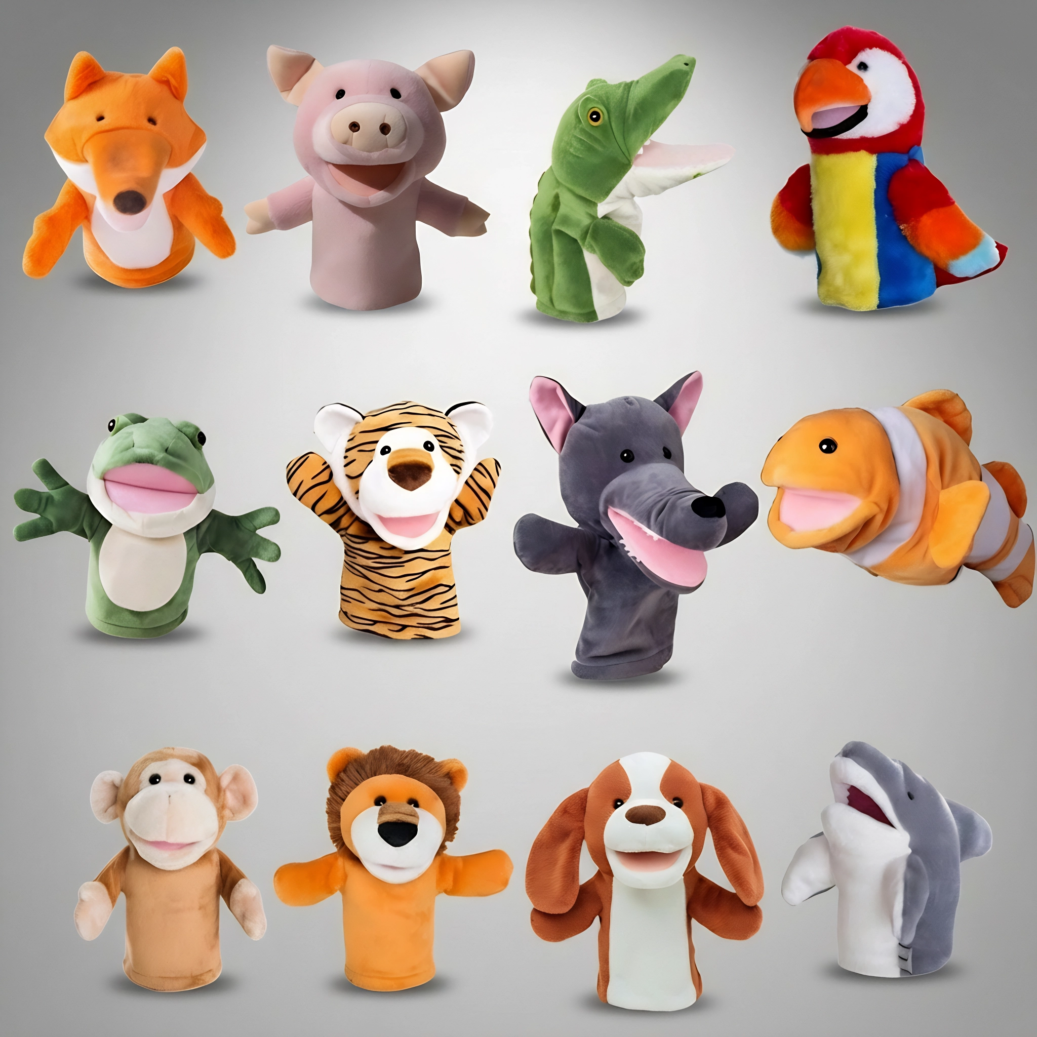 老虎猴子幼儿园嘴巴能动安抚手偶