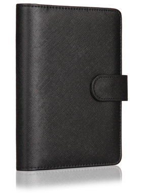 得力3152活页记事本-48k-165*105mm-100张(黑 棕色)耐磨皮质商务