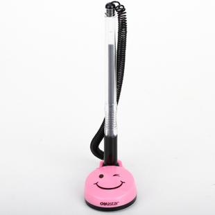 得力牌6795 商务办公微笑360度旋转桌面型台笔黑色签字笔0.5mm