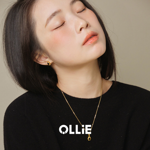 ollie是只猫｜黑色锆石项链女925纯银耳钉复古设计高级感博主同款