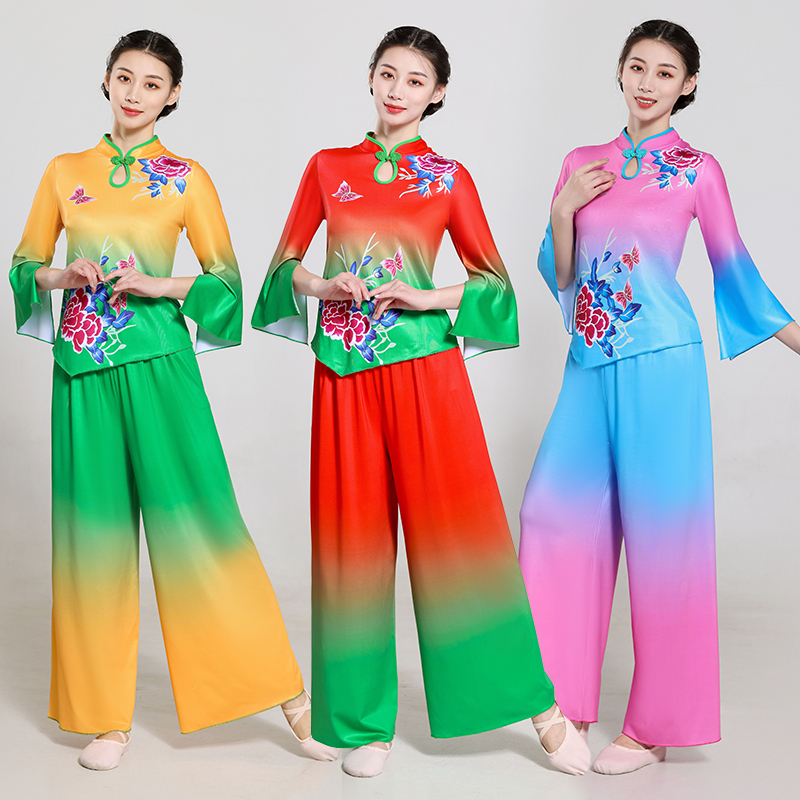 新款广场舞演出服中老年扇子舞鼓舞秧歌舞蹈服中国风古典舞表演服