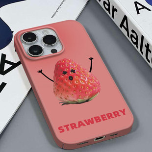 搞怪草莓适用于苹果16PROMAX/X高颜值个性安卓OPPORENO7SEIQOO9VIVOS15红米K60至尊小米12镜面菲林硬壳手机壳
