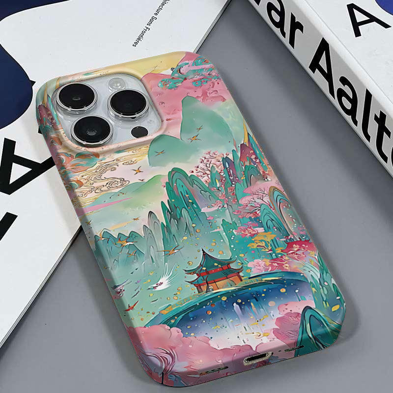 世外桃源适用于苹果16PLUS/X高档超薄安卓华为MATE70PRO小米15VIVOY200红米K70至尊小米14镜面硬菲林壳手机壳