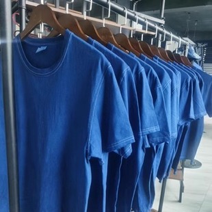 靛蓝染T恤植物染草木染非遗工艺板蓝根染色纯棉手工染色纯色 包邮