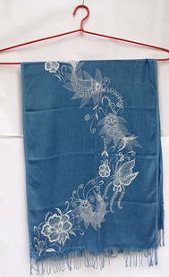 丹寨蜡染围巾定制贵州特色蓝染围巾草木染植物染板蓝根染色扎染订