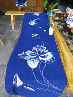 贵州丹寨蜡染茶旗桌旗茶席定制文创文艺中国风原生态板蓝根植物染