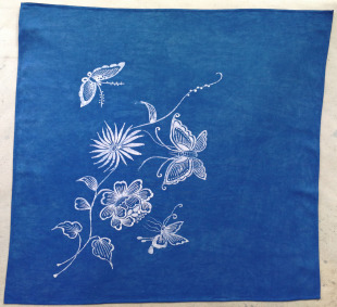 贵州丹寨蜡染方巾手帕定制棉蓝染植物染板蓝根民族礼物礼品 包邮