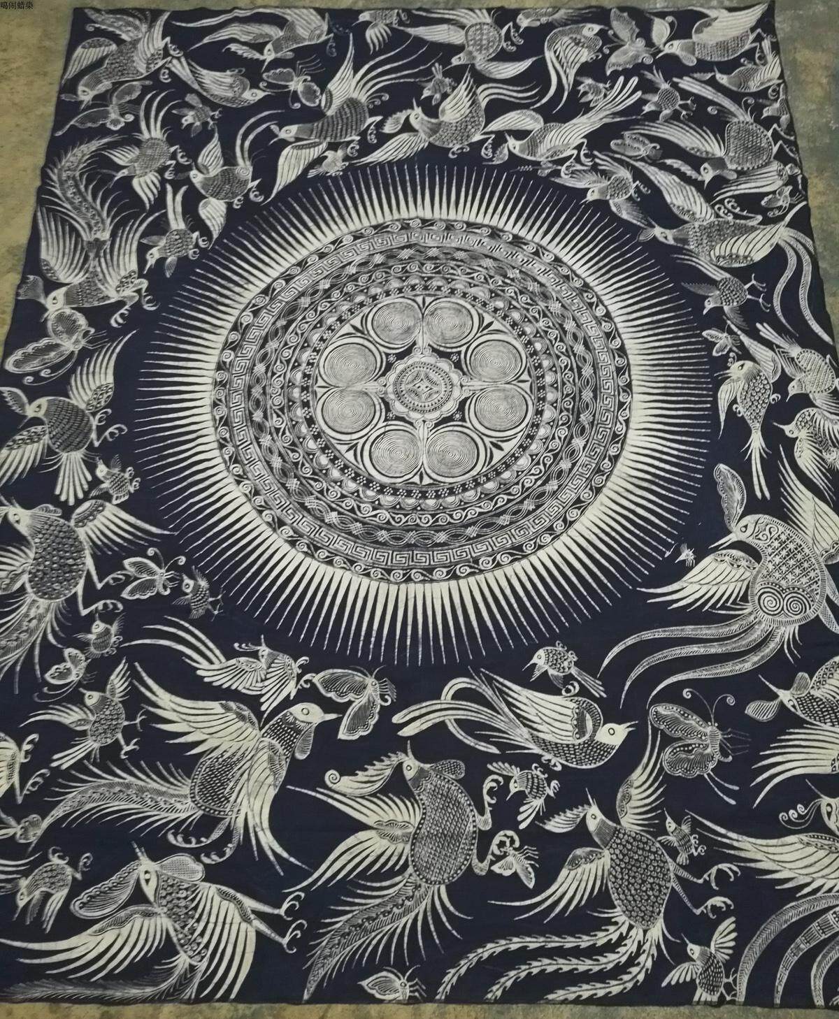 丹寨蜡染定制大幅壁挂背景墙门帘隔断设计加工传统手工技艺定做