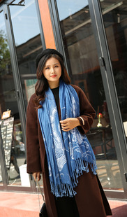 贵州丹寨蜡染围巾秋冬苗族蜡染技艺非遗蓝靛草板蓝根蓝染原创品牌