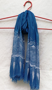 贵州丹寨蜡染围巾定制棉 非遗礼物礼品定做板蓝根蓝染围巾涡妥图