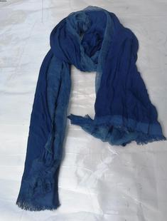 贵州蓝染围巾莫代尔加蚕丝板蓝根植物染蓝靛草各种蓝染围巾定制