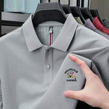 夏季新款纯棉男士t恤高端刺绣中年商务休闲polo衫纯色短袖上衣服