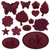 自粘酒红色刺绣贴纯色花朵补丁贴布衣服羽绒服裤 子补破洞图案贴花