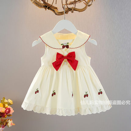 女童连衣裙夏装2025新款小女孩公主裙女宝宝周岁礼服洋气背心裙子