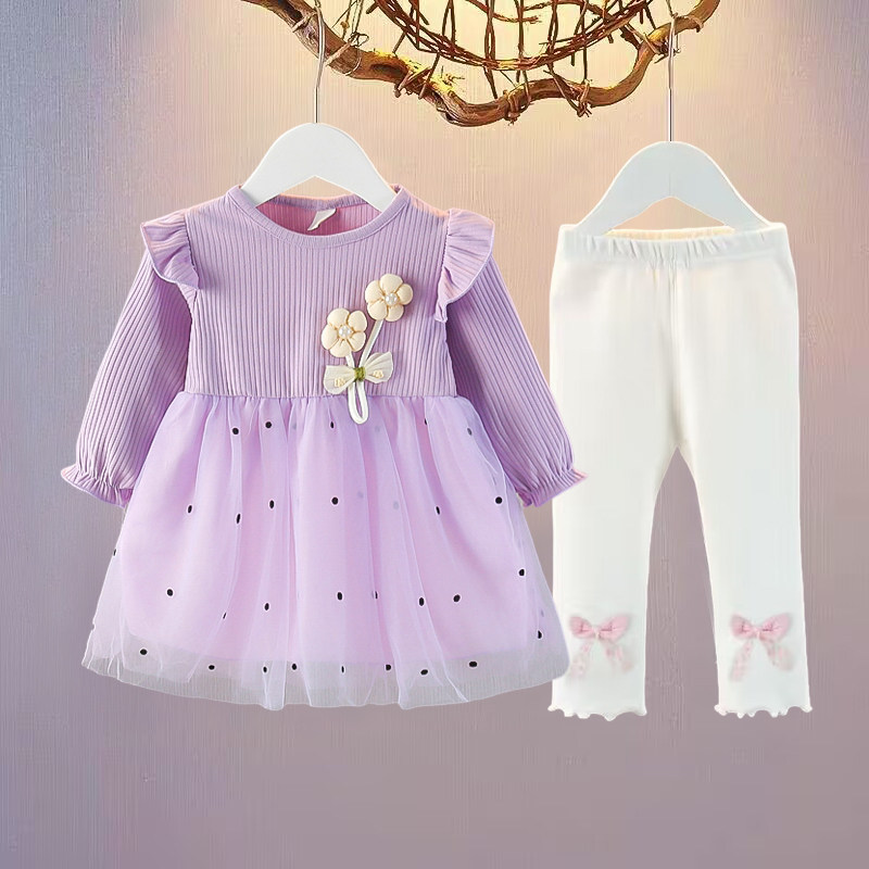 童装女宝宝秋装洋气套装2025新款女童秋季衣服婴儿公主裙子两件套