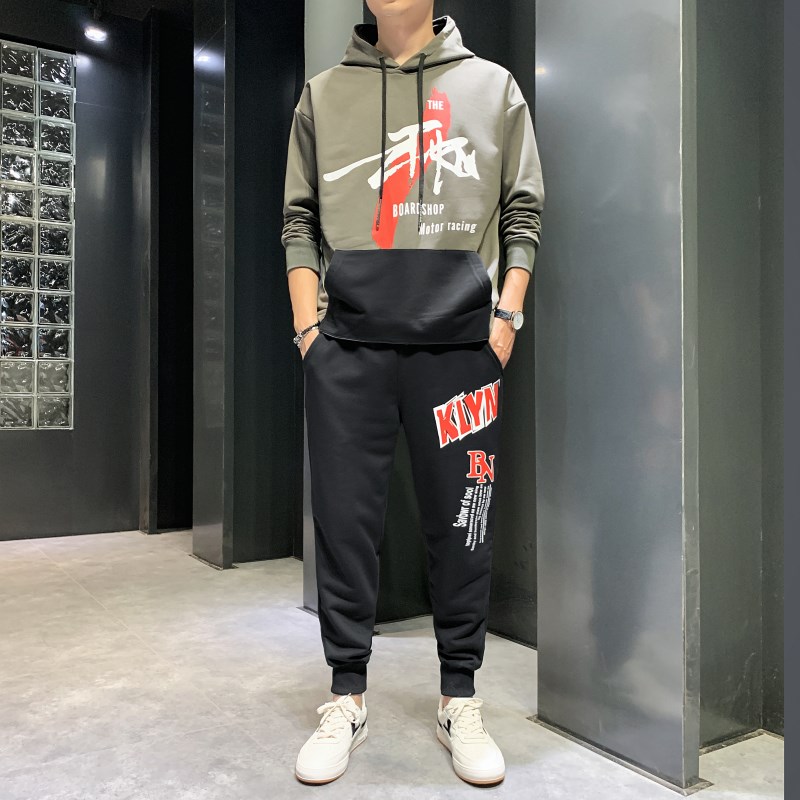 男士休闲运动套装连帽卫衣套装帅气一套搭配潮A074—TZ810-P65,男装卫衣,星座210-1